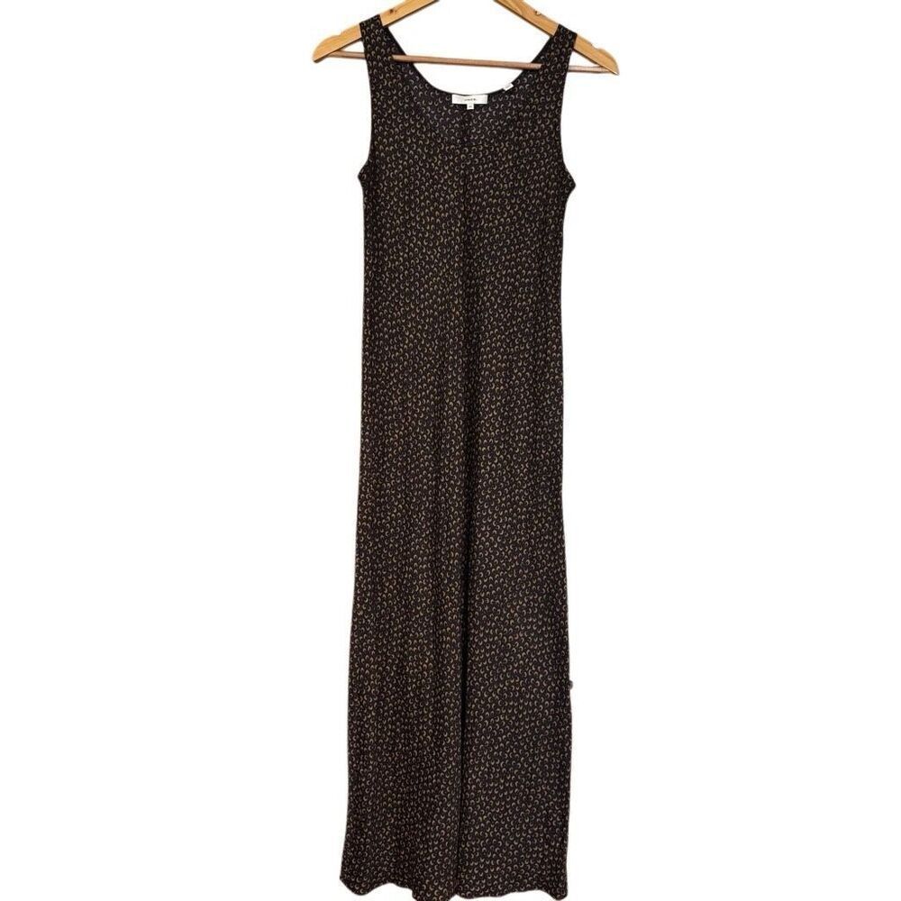 Vince scoop neck maxi slip dress silk black tan size XS